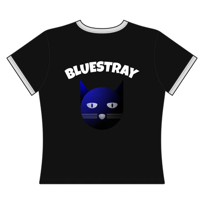 Bluestray Cat Ringer Tee — Retro Graphic Women's Crop Shirt