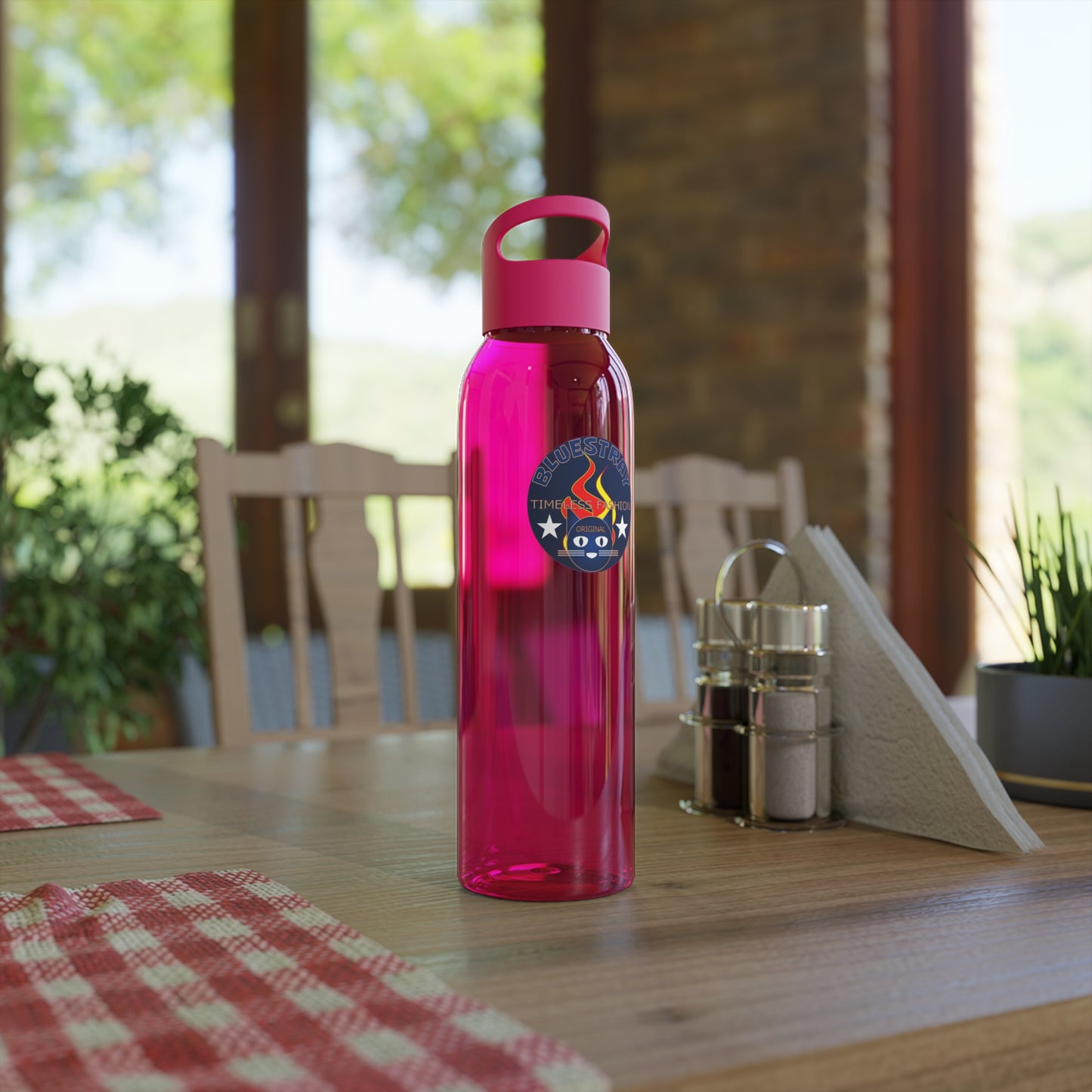 Sky Water Bottle — Clear Reusable Bottle with Nautical Bluestray Logo