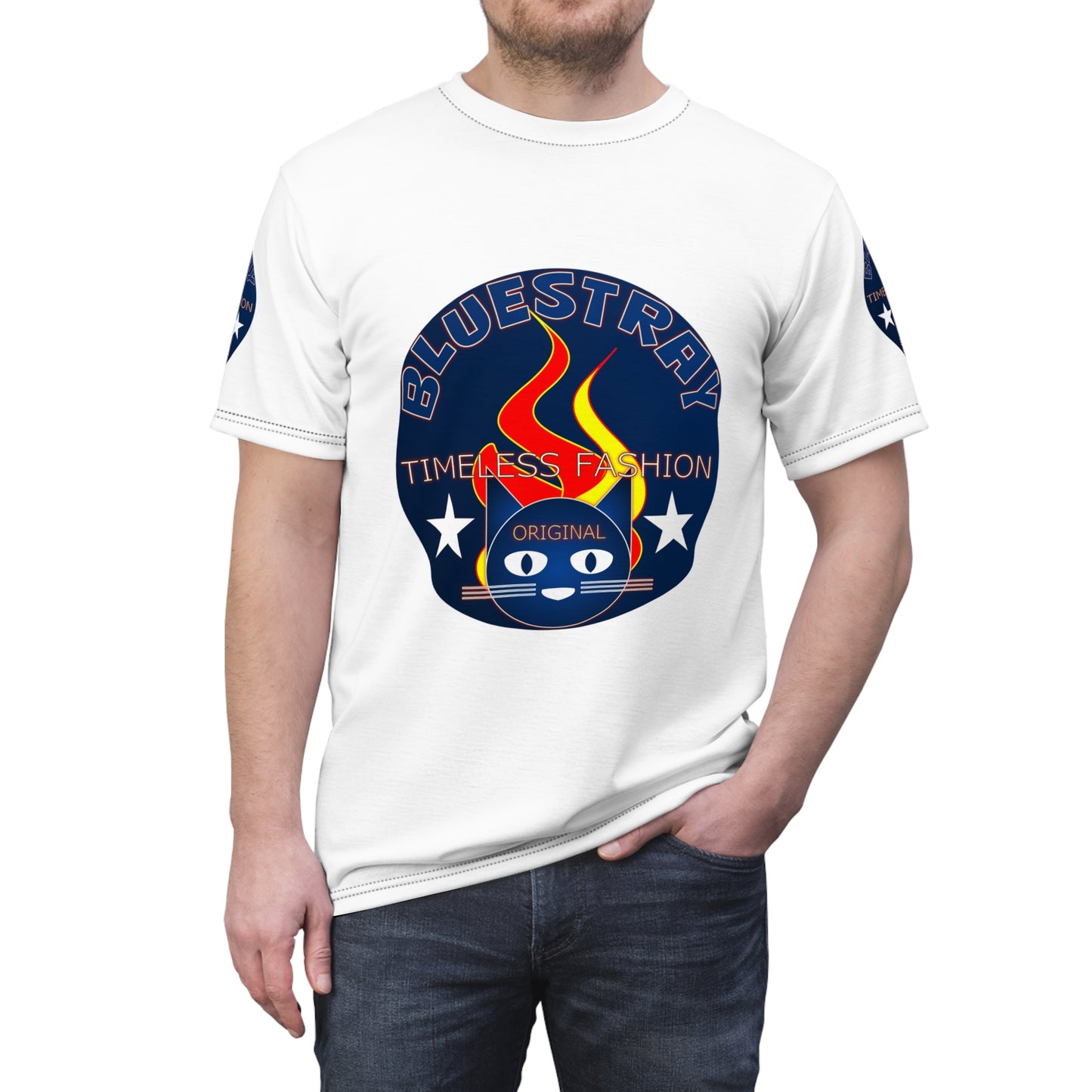 Bluestray Cat Flame Logo Tee — Vintage Timeless Fashion Graphic T-Shirt