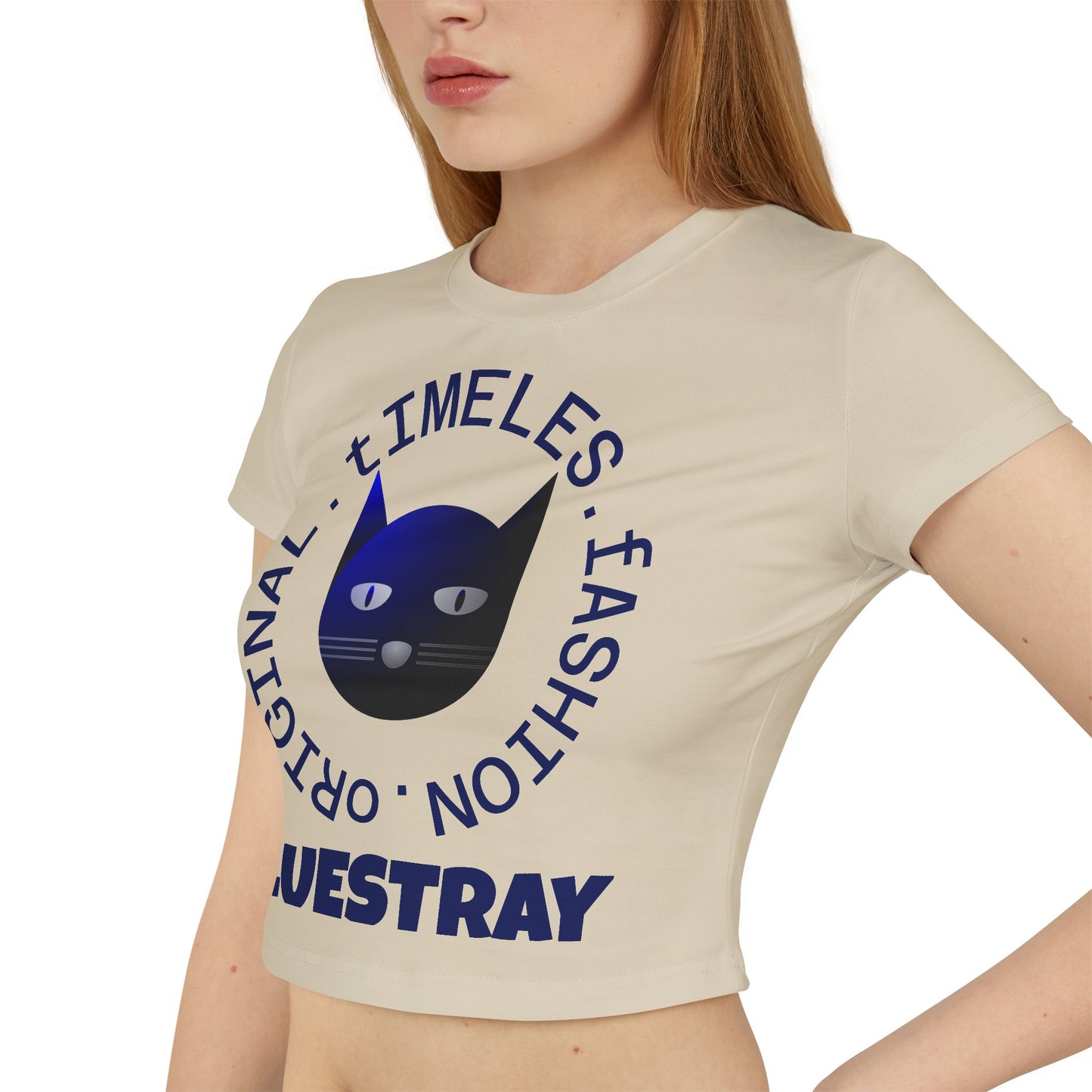 Women's Baby Tee — 'Bluestray' Cat Graphic Crop Top