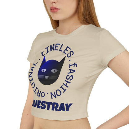 Women's Baby Tee — 'Bluestray' Cat Graphic Crop Top